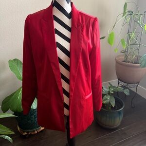 C by One || oversized red satin blazer